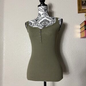 Old Navy Olive Ribbed Henley Cami Tank